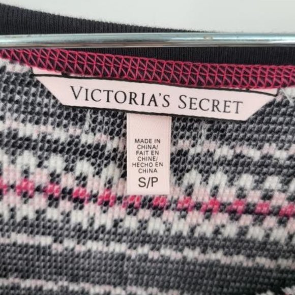 PINK Victorias Secret Thermal Long Johns Pajama Set Black Pink Small - Picture 5 of 8